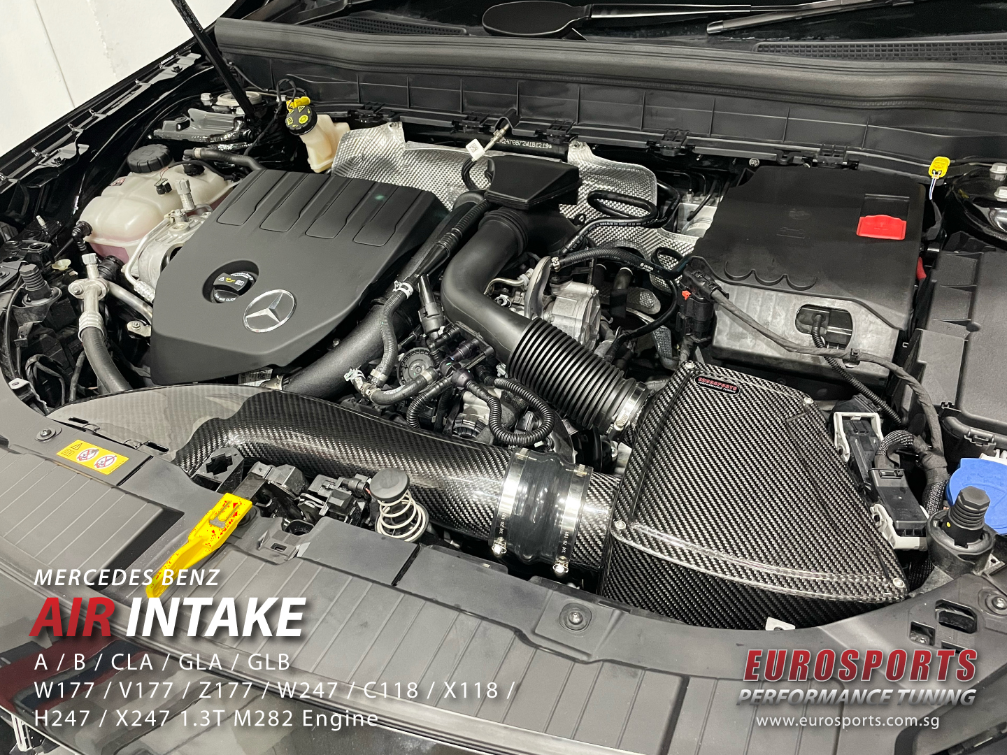 Mercedes_Benz_A180_A200_B180_B200_CLA180_CLA200_GLA180_GLA200_GLB180_GLB200_W177_V177_Z177_W247_C118_X118_H247_X247_Carbon_Fiber_Air_Intake_System_Upgrade_Eurosports
